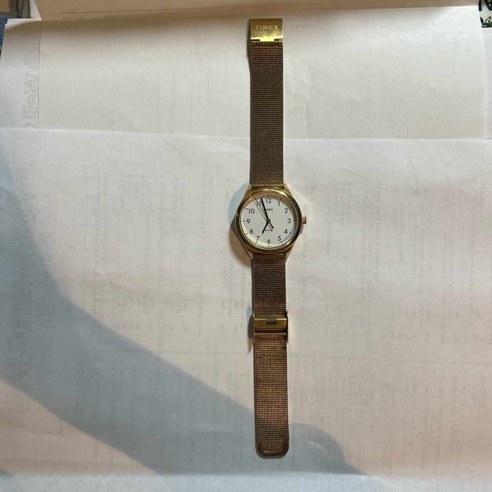 Timex Gold Watch with White Dial